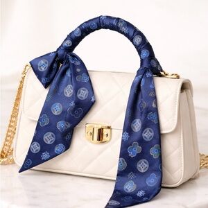 Blue Patterned Silk Twilly (Bag Scarf) Scarf